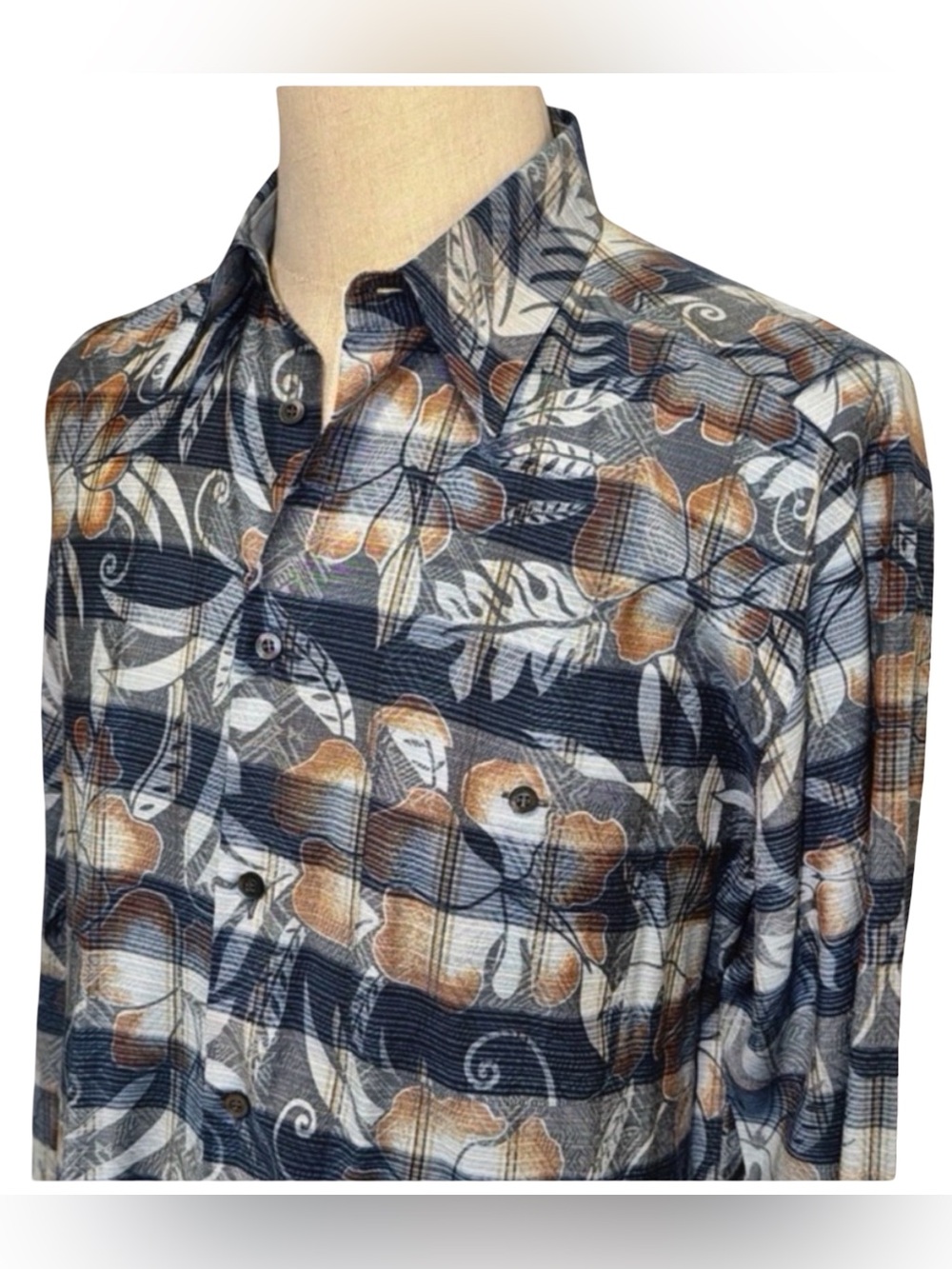 Zanella Men’s Button Down Shirt | Blue | Abstract Luxury | Large | Made in Italy - Picture 4 of 15